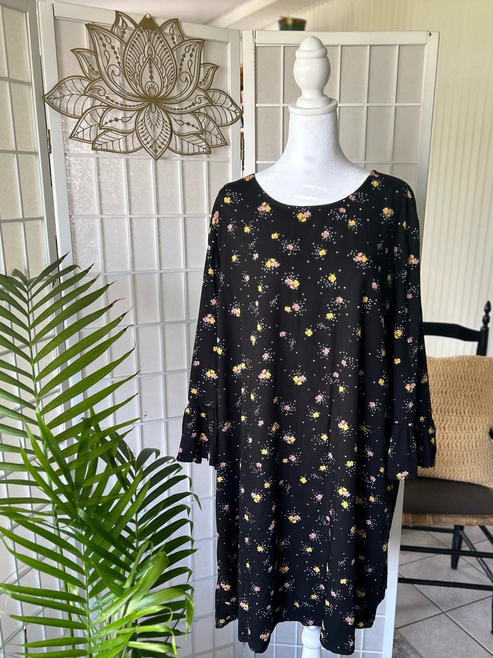 🖤 Old Navy Black Flowy Plus Size Dress 🖤 Comfortable Everyday Midi Dress XXL